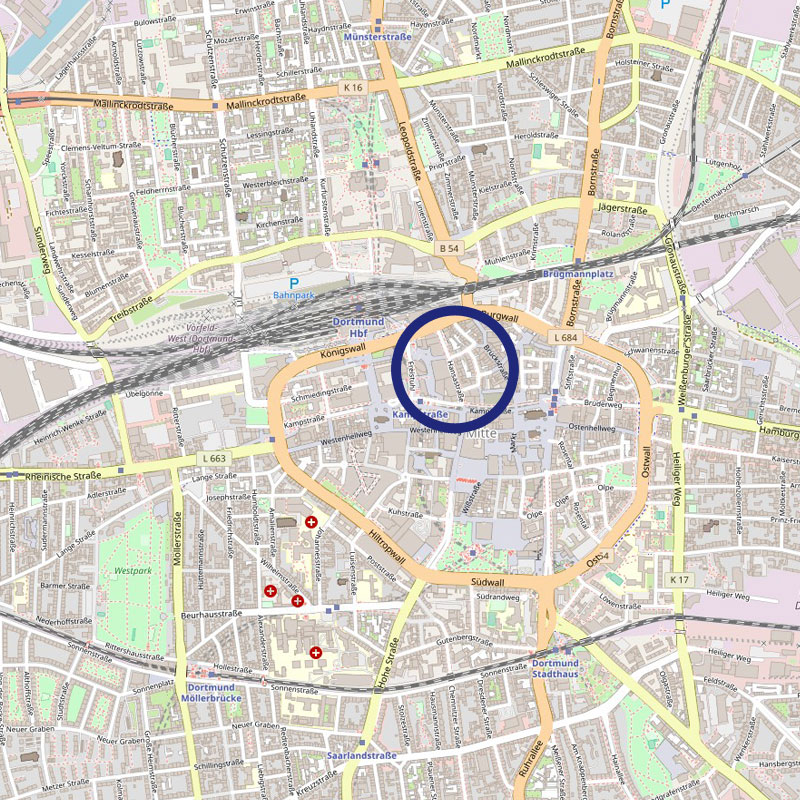 Markierung der Praxis auf Landkarte von Openstreetmap.